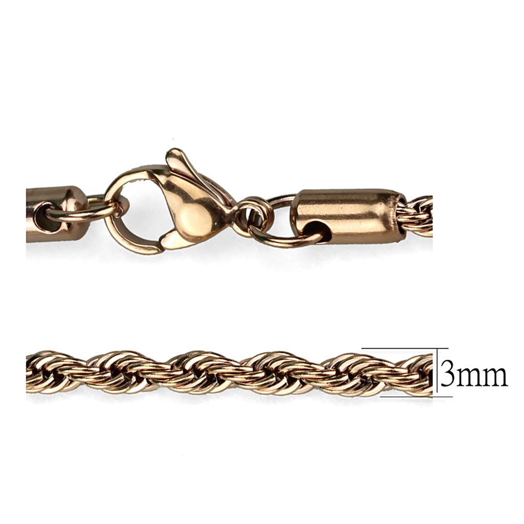 TK2434R - IP Rose Gold(Ion Plating) Stainless Steel Chain with No